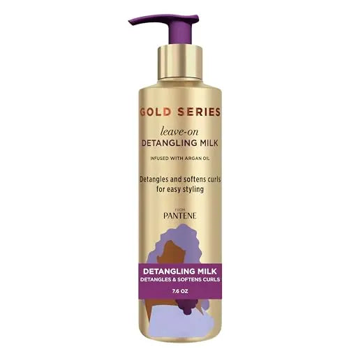 Tratamiento Capilar Pantene Gold Series con Leche Desenredante para Cabello Rizado, Natural y Texturizado, 7.6 Fl Oz, Infundido con Aceite de Argán, - imagen 2