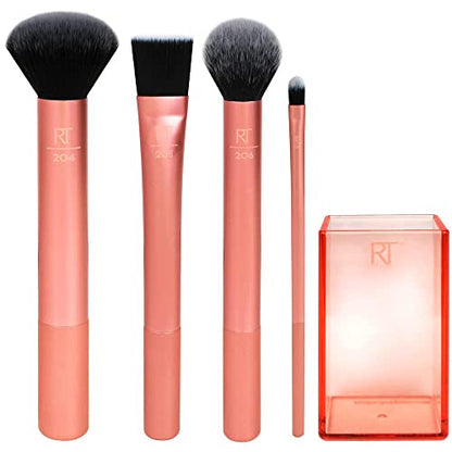 Set de Brochas para Base Real Techniques Flawless con Cerdas Sintéticas Ultra Suaves y Ferrules de Aluminio Extendidos, Naranja, 5 Piezas - imagen 2