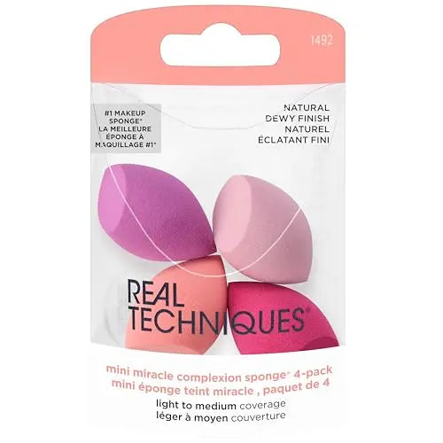 Esponjas de Maquillaje Real Techniques Mini Miracle Complexion 4 Piezas, Pequeñas para Base y Corrector, Tamaño Mini para Ojos y Retocar, Viaje, Sin - imagen 1