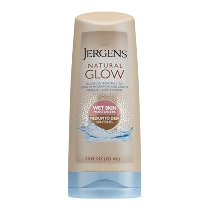 Loción Bronceadora en Ducha Jergens Natural Glow, Autobronceador para Tonos de Piel Medios a Oscuros, 7.5 Onzas - imagen 2