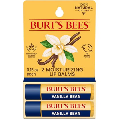 Burt's Bees Bálsamo Labial - Vainilla, Hidratante Labial con Cera de Abeja de Origen Responsable, Sin Tinte, Tratamiento Natural, 2 Tubos, 0.15 oz. - imagen 1