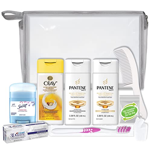 Kit de Viaje de 10 Piezas para Mujeres de Convenience Kits International con Esenciales Aprobados por la TSA, Incluye Productos para el Cabello - imagen 1