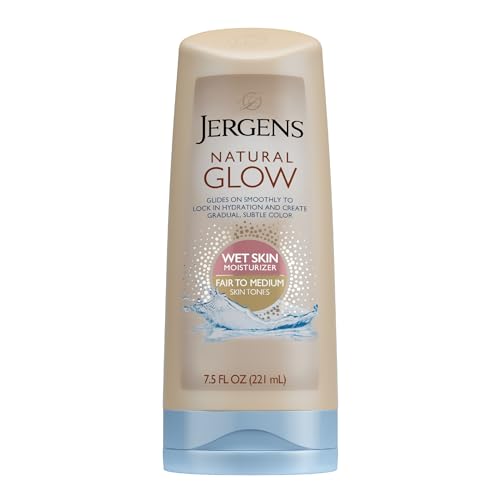 Loción Bronceadora Jergens Natural Glow In Shower, Autobronceador para Piel Clara a Media, Loción para Piel Húmeda, Color Gradual y Perfecto, 7.5 - imagen 4