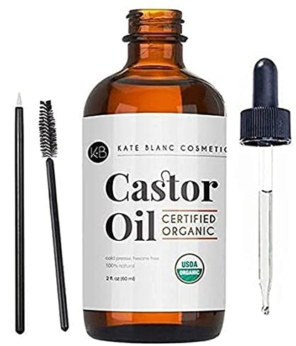 Aceite de Ricino Orgánico Kate Blanc Cosmetics para Cabello, Pestañas, Cara y Piel (2oz), 100% Puro, Prensado en Frío, Libre de Hexano, Suero para - imagen 3