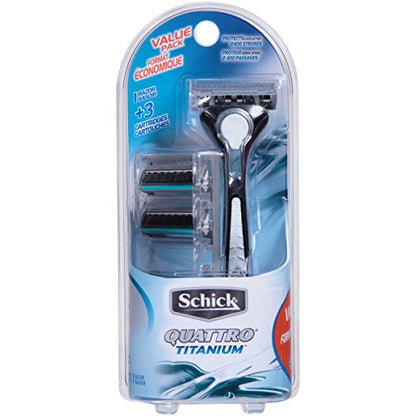 Rasuradora Schick Quattro Titanium para Hombres Paquete de Valor - imagen 4