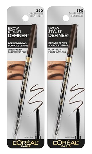 Lápiz de Cejas L'Oreal Paris Makeup Brow Stylist Definer Waterproof, Lápiz Mecánico Ultra Fino, Color Castaño Oscuro, 0.11 Onzas (Paquete de 2) - imagen 3