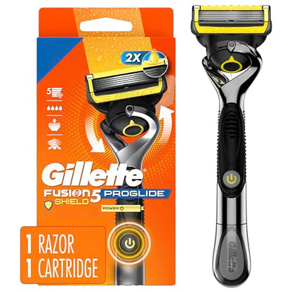 Razor de Afeitar Gillette Fusion5 ProGlide Shield para Hombre, 1 Mango de Afeitar Eléctrico, 1 Repuesto, 2x Lubricación, con FlexBall y Recortador de - imagen 3