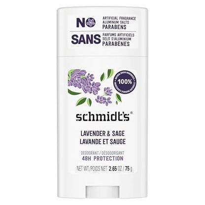 Desodorante Vegano Sin Aluminio Schmidt's Lavanda y Salvia con Protección contra Olores de 24 Horas, Natural, Cruelty-Free, 2.65 oz - imagen 1