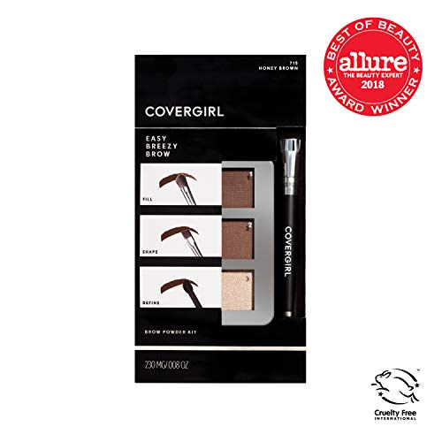 COVERGIRL - Kit de Polvo para Cejas Easy Breezy, 3 tonos, definidor de cejas, brocha profesional de doble extremo, 100% libre de crueldad - imagen 1