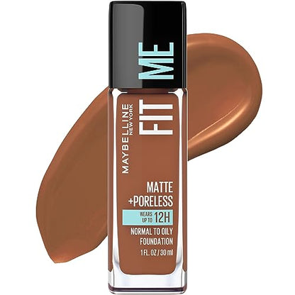 Base líquida Maybelline Fit Me Matte + Poreless, libre de aceite, tono Nutmeg, 1 unidad (el empaque puede variar) - imagen 1