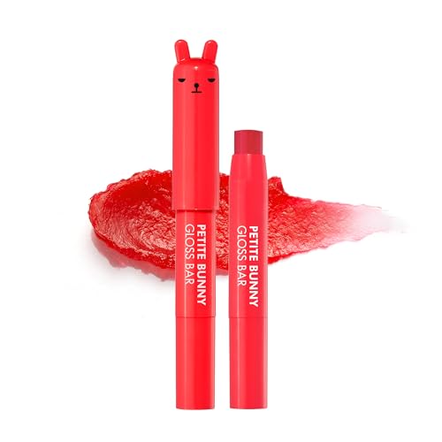 TONYMOLY Petit Bunny Lip Gloss – Gloss Labial Hidratante Coreano con Vitamina E, Crayon Labial de Conejo, Sabor a Cereza, Ideal para Regalo de Pascua - imagen 1