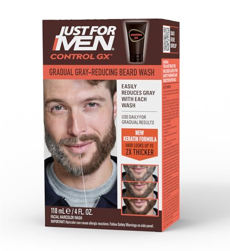 Champú para barba Just for Men Control GX que reduce canas, con queratina, colorea gradualmente la barba y el bigote, 4 fl oz - Paquete de 1 - imagen 3