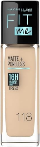 Base de Maquillaje Maybelline New York Fit Me Matte Plus Poreless, Beige Claro, 1 Onza Líquida - imagen 4