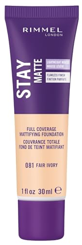 Base líquida mousse Rimmel London Stay Matte - 081 Fair Ivory - Ligera, control de brillo, sin aceite, 1oz - imagen 3