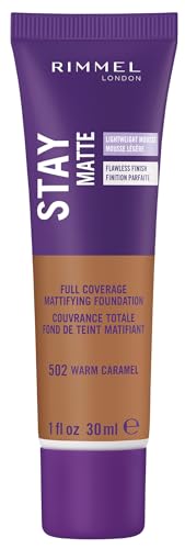 Base líquida mousse Rimmel London Stay Matte - 502 Caramelo Cálido - Ligera, Control de Brillo, Libre de Aceite, 1oz - imagen 1