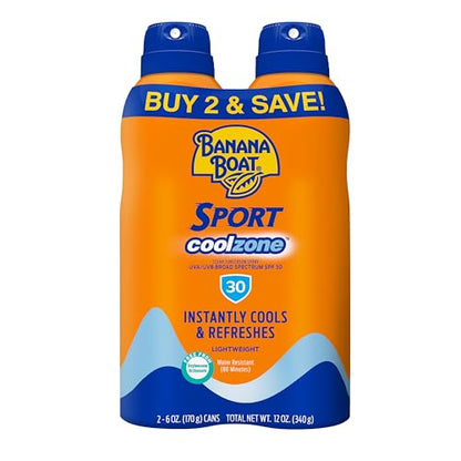 Banana Boat Sport Cool Zone Spray Solar SPF 30 Paquete Doble | Protector Solar en Spray SPF 30, Sin Oxybenzone, 6oz cada uno - imagen 1