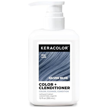 Keracolor Clenditioner Tinte para Cabello PLATA AZUL - Acondicionador Deposito de Color Semi Permanente, Libre de Crueldad, 12 Fl. Oz. - imagen 3