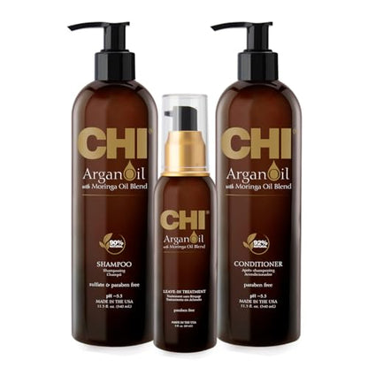Kit de Trío Luxe CHI con Aceite de Argán y Aceite de Moringa: Champú, Acondicionador y Aceite de Moringa (Set de 3), 11 fl. oz. - imagen 4
