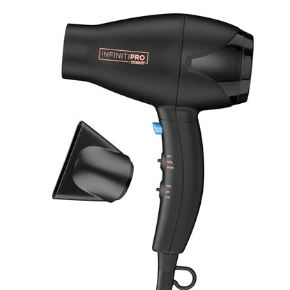 INFINITI PRO CONAIR Travel Hair Dryer, 1600W Mighty Mini Compact Blow Dryer with Concentrator Attachment, Lightweight Professional AC Motor for Fast D - imagen 1