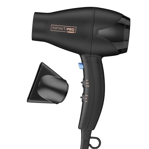 INFINITI PRO CONAIR Travel Hair Dryer, 1600W Mighty Mini Compact Blow Dryer with Concentrator Attachment, Lightweight Professional AC Motor for Fast D - imagen 4