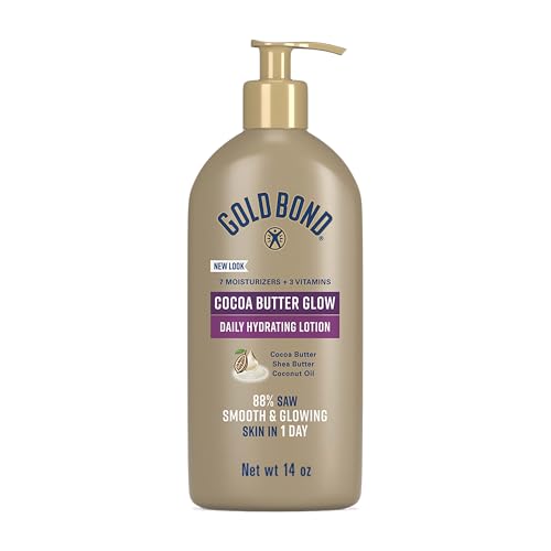 Loción Hidratante Diaria Gold Bond Cocoa Butter Glow con Manteca de Karité, Manteca de Cacao y Aceite de Coco, Exfoliante para Piel Seca, 14 oz. - imagen 2
