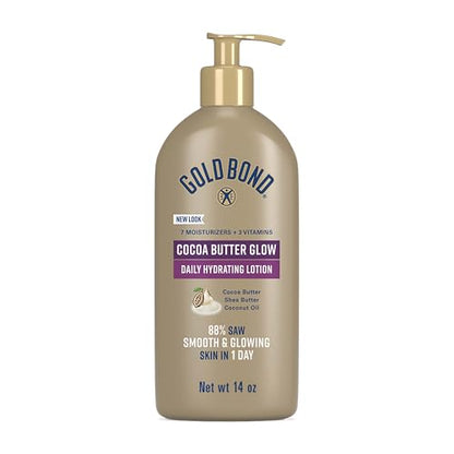 Loción Hidratante Diaria Gold Bond Cocoa Butter Glow con Manteca de Karité, Manteca de Cacao y Aceite de Coco, Exfoliante para Piel Seca, 14 oz. - imagen 4