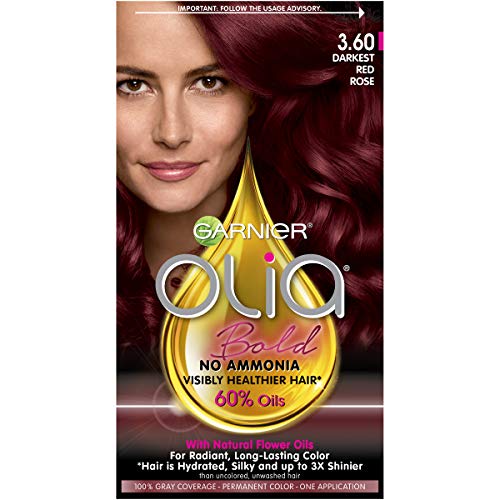 Garnier Olia Tinte Permanente Sin Amoníaco Color Brillante Aceite, 3.60 Rojo Rosa Oscuro (Paquete de 1) Tinte para Cabello Rojo - imagen 4