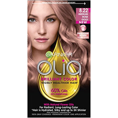 Garnier Olia Coloración Permanente Sin Amoníaco, 8.22 Rosa Dorado Medio (Paquete de 1) Tinte para Cabello Rosa - imagen 4