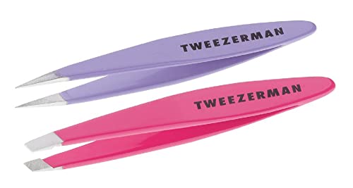 Pinzas Tweezerman Mini Slant y Punta Recta - Set de Pinzas para Cejas, Pinzas de Viaje para Cejas y Vello Facial - imagen 2