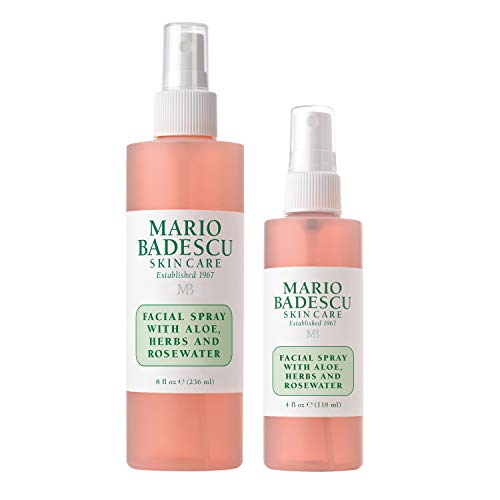 Spray Facial Mario Badescu con Aloe, Hierbas y Agua de Rosa para Todo Tipo de Piel, Bruma Hidratante y Rejuvenecedora, Combo de 8 y 4 FL OZ - imagen 2