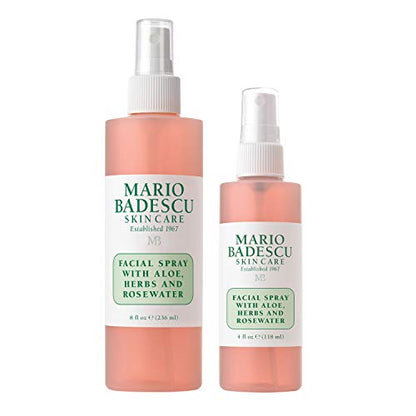Spray Facial Mario Badescu con Aloe, Hierbas y Agua de Rosa para Todo Tipo de Piel, Bruma Hidratante y Rejuvenecedora, Combo de 8 y 4 FL OZ - imagen 2