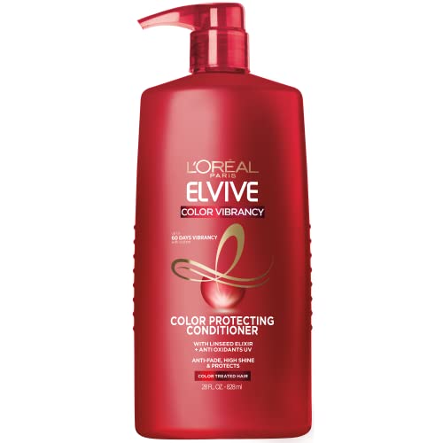 Acondicionador L'Oreal Paris Elvive Color Vibrancy, para Cabello Teñido, con Elixir de Linaza y Antioxidantes, Protección Antifade, Brillo Intenso, - imagen 1