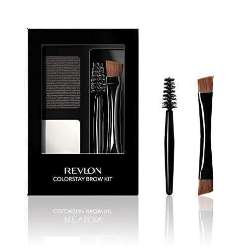 Kit de Cejas Revlon ColorStay, Incluye Polvo para Cejas de Larga Duración, Pomada Transparente, Pincel de Doble Punta y Cepillo Spoolie, Negro Suave - imagen 2