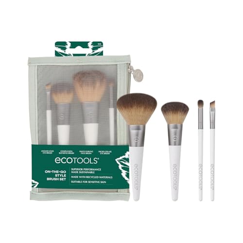 Kit de Brochas de Maquillaje EcoTools On-The-Go, Set de Brochas de Viaje, Herramientas Mini para Polvos, Rubor, Bronceador y Sombras, 5 Piezas, - imagen 3