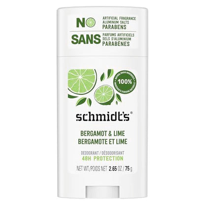 Desodorante Vegano Schmidt's Sin Aluminio Bergamota y Lima para Mujeres y Hombres, Protección contra Olores de 24 Horas, Ingredientes Naturales, 2.65 - imagen 2