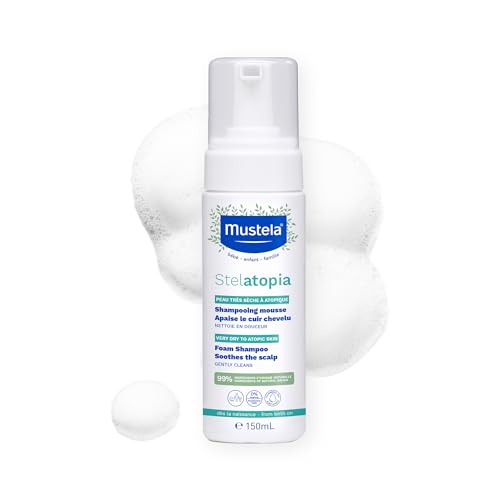 Champú Espumoso Mustela Stelatopia para Piel Seca y Eczema de Recién Nacidos y Bebés - Con Aceite Natural de Aguacate y Girasol - Sin Fragancia y Sin - imagen 4