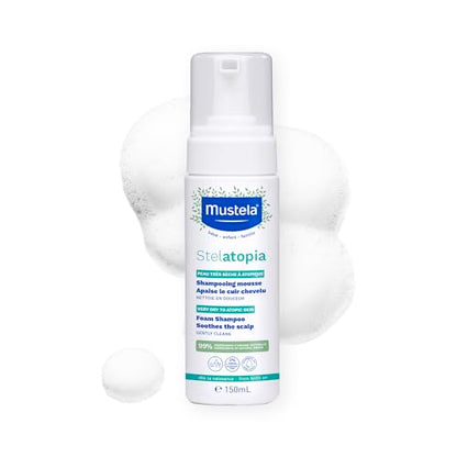 Champú Espumoso Mustela Stelatopia para Piel Seca y Eczema de Recién Nacidos y Bebés - Con Aceite Natural de Aguacate y Girasol - Sin Fragancia y Sin - imagen 4