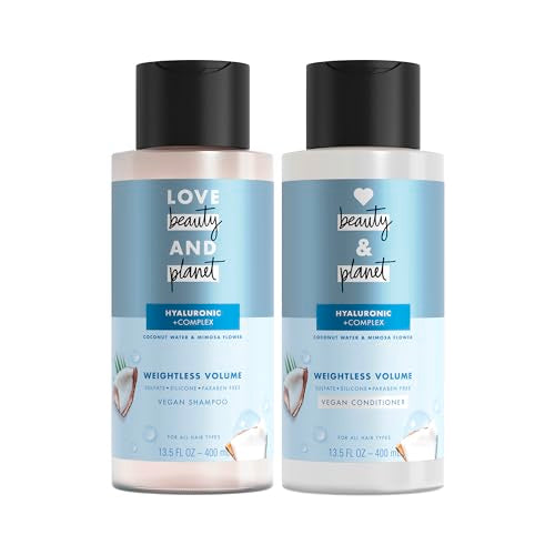 Champú y Acondicionador Love Beauty And Planet Volumen y Cuerpo para Cabello Fino con Agua de Coco y Flor de Mimosa, Sin Parabenos, Sin Siliconas, - imagen 4