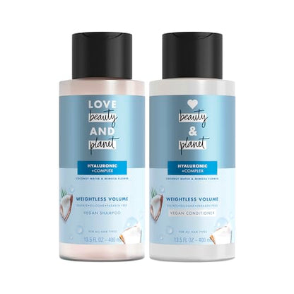 Champú y Acondicionador Love Beauty And Planet Volumen y Cuerpo para Cabello Fino con Agua de Coco y Flor de Mimosa, Sin Parabenos, Sin Siliconas, - imagen 4