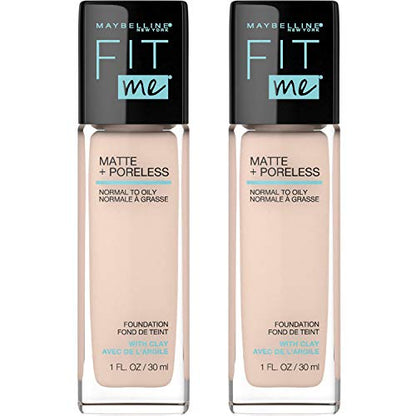 Base líquida mate y sin aceite Maybelline New York Fit Me Poreless, 112 Ivory Natural, 1 Fl Oz x 2 unidades - imagen 2