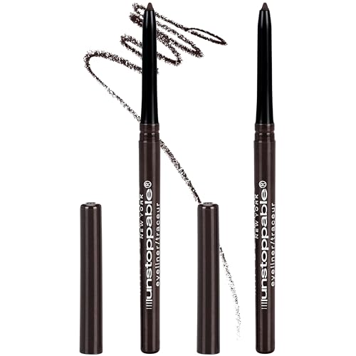 Lápiz de ojos mecánico impermeable Maybelline Unstoppable en color marrón, fácil de aplicar, deslizamiento suave, hasta 24 horas de duración, paquete - imagen 2