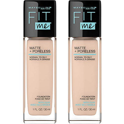 Base líquida Maybelline Fit Me Matte + Poreless, Classic Ivory, 2 UNIDADES, maquillaje sin aceite - imagen 4
