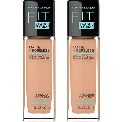 Base líquida Maybelline Fit Me Matte + Poreless, Natural Buff, 2 UNIDADES, maquillaje sin aceite - imagen 4