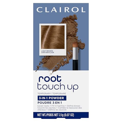 Clairol Root Touch-Up Polvo Temporal para Cubrir Raíces, Color de Cabello Marrón Claro | Sin Amoniaco | Compacto Portátil con Espejo y Brocha | - imagen 4