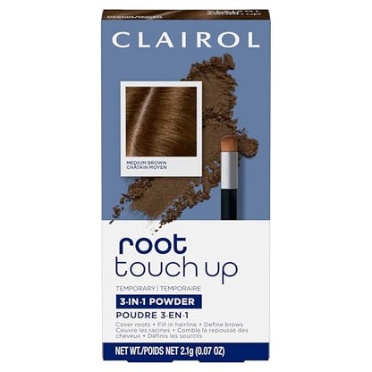 Clairol Root Touch-Up Polvo Temporal para Raíces, Color de Cabello Marrón Medio | Sin Amoníaco | Cubre Raíces y Define Cejas | Compacto Portátil con - imagen 3