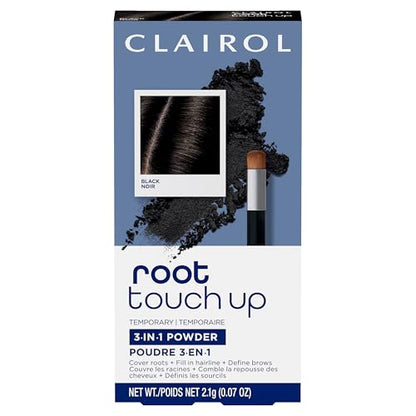 Clairol Root Touch-Up Polvo Concealador Temporal, Color de Cabello Negro | Sin Amoníaco | Cubre Raíces y Define Cejas | Compacto Portátil con Espejo - imagen 4