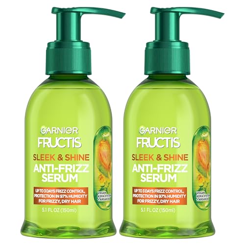 Sérum Antifrizz Garnier Fructis Sleek & Shine con Aceite de Argán para Cabello Frizado y Seco, 5.1 Fl Oz, Paquete de 2 - imagen 1