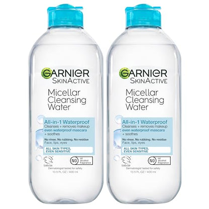 Agua Micelar Garnier para Maquillaje Resistente al Agua, Limpiador Facial Hidratante y Desmaquillante, 400 mL (2 Piezas), Apto para Piel Sensible, - imagen 3