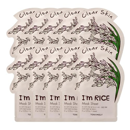 TONYMOLY Mascarilla Facial de Arroz I’m Rice 10 Piezas – Mascarilla Coreana Hidratante, Iluminadora y Humectante – Mascarilla de Tela con Vitaminas - imagen 3