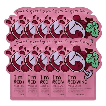 Mascarilla Facial TONYMOLY I'm Red Wine 10 Piezas – Hidratante y Humectante con Extracto de Vino Tinto, Cuidado de la Piel con Vitaminas para Piel - imagen 3